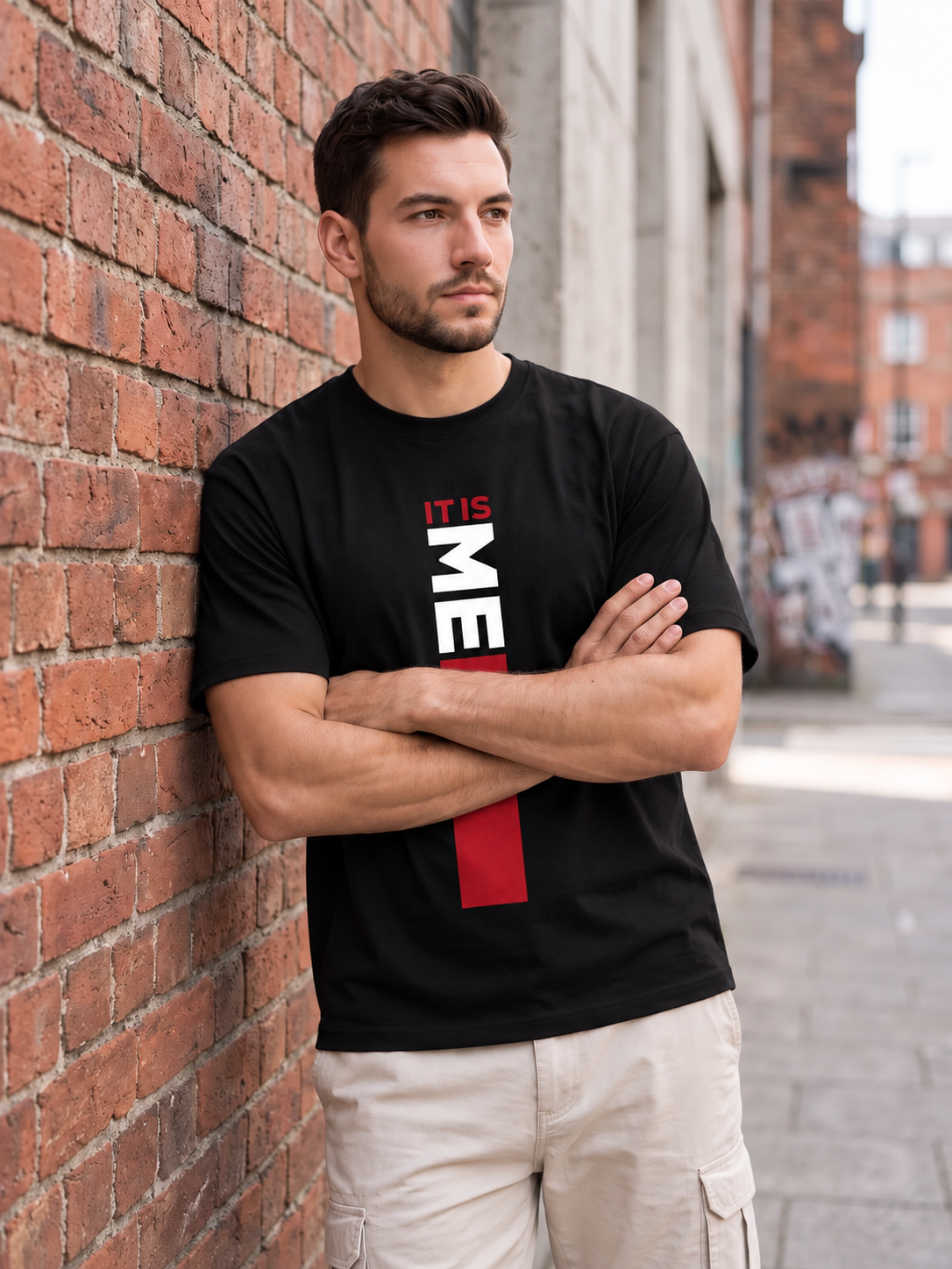 Black Oversized Fit T-shirt -Printed
