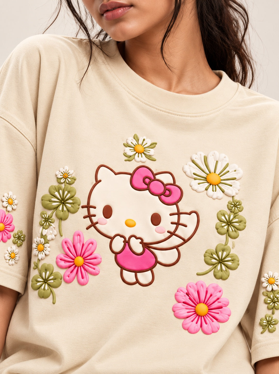 Kitty Skin Printed Oversized T-shirt