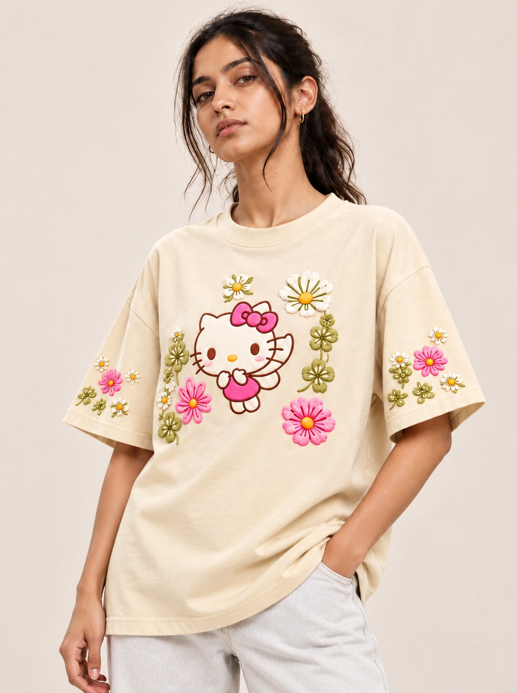 Kitty Skin Printed Oversized T-shirt
